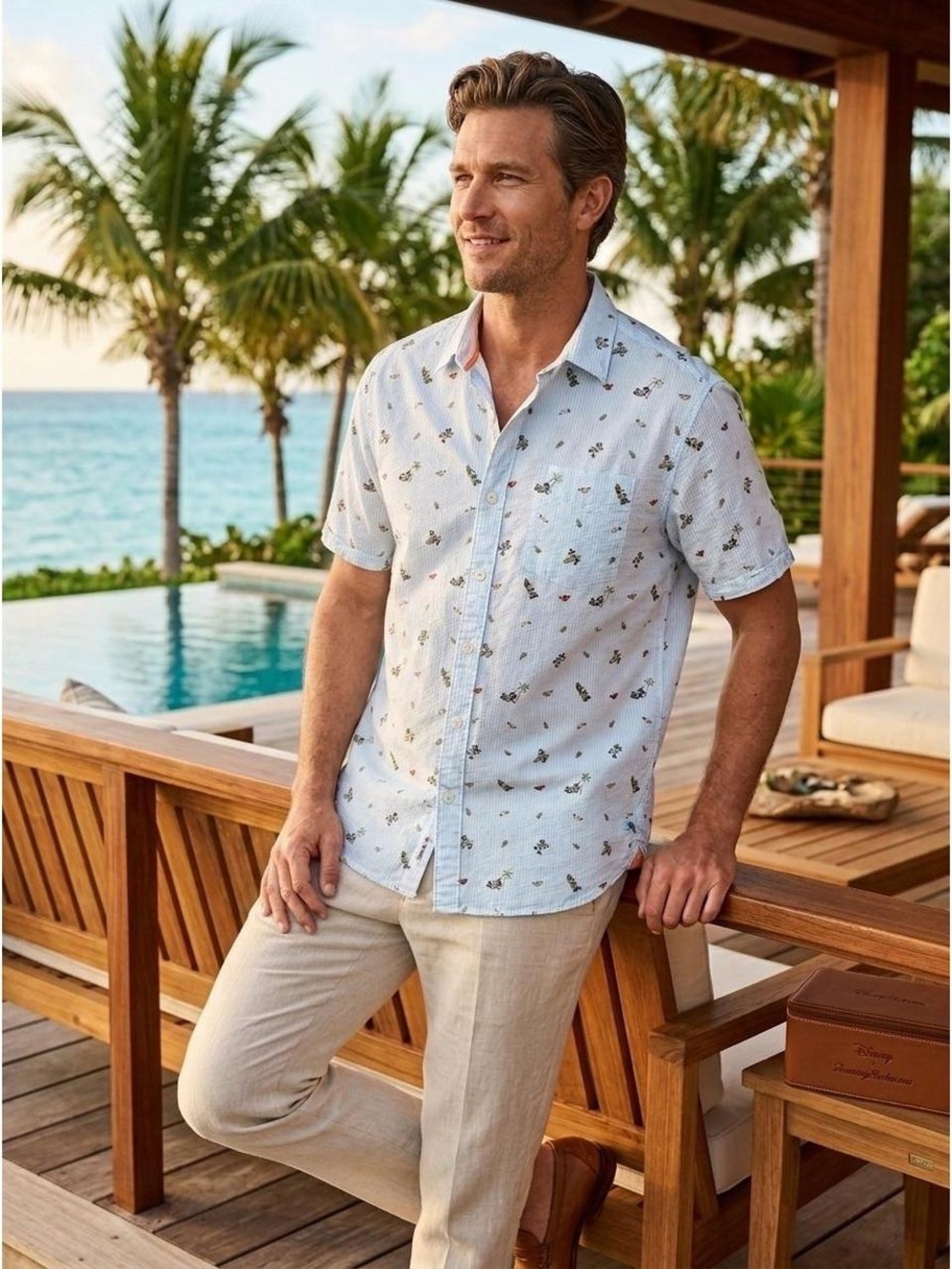 Tommy Bahama NWT mickey mouse beach print Light Blue Button-Down Shirt